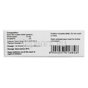 リピガット 10, リバロキサバン10mg, 製造元：Natco Pharma Ltd, 箱情報, 成分, 保管方法-2