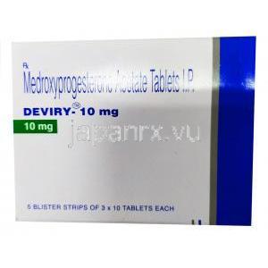 デビリー, メドロキシプロゲステロン, 10mg, 製造元:Torrent Pharma,箱表面