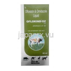 オフロカインド-OZ ペット用 経口懸濁液,  オフロキサシン / オルニダゾール, 60ml, 箱表面