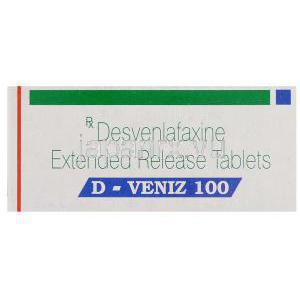 デスベンラファキシン（プリスティク ジェネリック）, D-Veniz 100mg 錠 (Sun Pharma) 箱