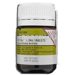 フロリネフ Florinef, フルドロコルチゾン 0.1mg , 100錠（ボトル入り）,製造元： Aspen Pharma,ボトル表面