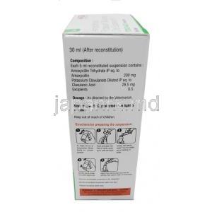 トキソモックス ドライシロップ, アモキシシリン 200mg/ クラブラン酸 28.5 mg, ドライシロップ 30mL, 製造元：Sava Vet, 箱情報, 成分, 保管方法