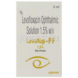 レボフロキサシン, Levotop-PF, 1.5% w/v  5ML 点眼薬 (Ajanta pharma) 箱
