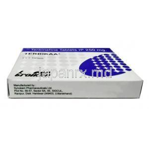 テルビカ,テルビナフィン 250 mg, 製造元：Troikaa Pharmaceuticals Ltd, 箱底面