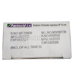 Pantocid Lyophilized IV  Injection, Pantoprazole 40mg, Vial, Sun Pharma, Box information