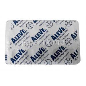 アリーブ,ナプロキセン 220 mg, 製造元：Bayer,シート裏面