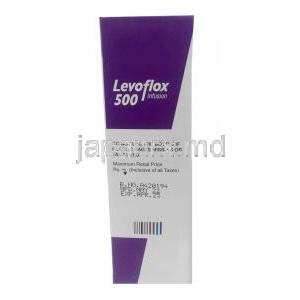 レボフロックス点滴 ,レボフロキサシン 500mg,  点滴静脈用輸液 100mL, 製造元：Cipla Ltd, 箱情報,製造日, 消費期限