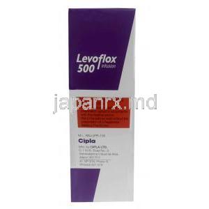 レボフロックス点滴 ,レボフロキサシン 500mg,  点滴静脈用輸液 100mL, 製造元：Cipla Ltd, 箱情報,製造元