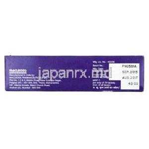 アセノマック, アセノクマロール 1 mg, 製造元：Macleods Pharmaceuticals, 箱情報, 製造日, 消費期限