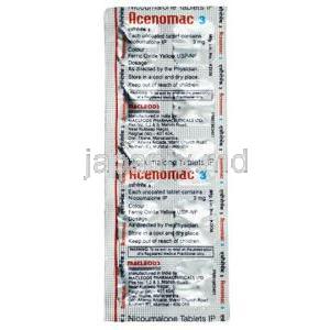アセノマック, アセノクマロール 3 mg, 製造元：Macleods Pharmaceuticals,シート情報