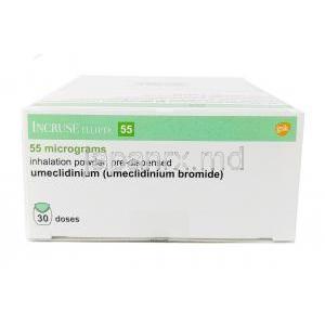 エンクラッセ インヘイラー,臭化ウメクリジニウム 55mcg, インヘイラー 30吸入回分,製造元：GSK, 箱情報, 成分