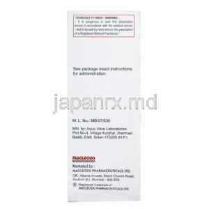 Accuzon Injection, Ceftriaxone 1g, Macleods Pharmaceuticals Pvt Ltd, box back presentation