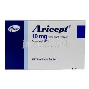 アリセプト, ドネペジル 10mg, 製造元：Pfizer, 箱表面
