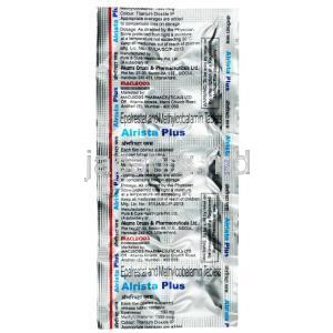 アリスタ プラス, エパルレスタット 150mg/ メチルコバラミン 1500mcg, 製造元：Macleods Pharmaceuticals Pvt Ltd, シート情報