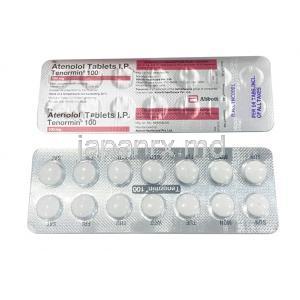 テノーミン,  アテノロール 100 mg, 製造元：Abbot, シート表面, シート裏面