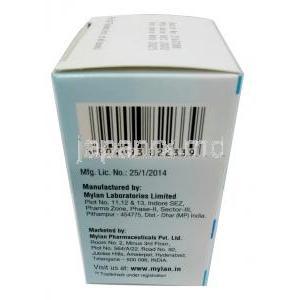 タフィシタ, エムトリシタビン 200mg/ テノホビル 25mg, 30錠, 製造元：Mylan, 箱情報, 製造元
