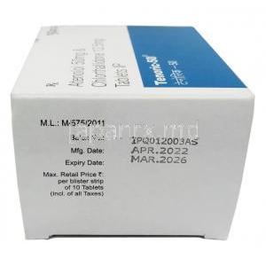 テノリック,  アテノロール 50mg/ クロルタリドン 12.5mg, 製造元：Ipca Laboratories, 箱情報, 製造日, 消費期限