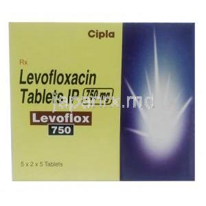レボフロックス 750, レボフロキサシン 750mg, 製造元：Cipla, 箱表面