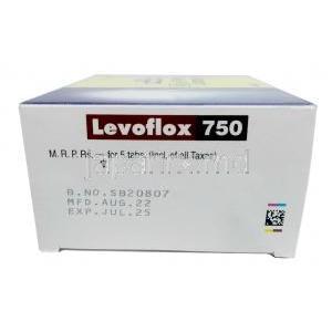 レボフロックス 750, レボフロキサシン 750mg, 製造元：Cipla, 箱側面