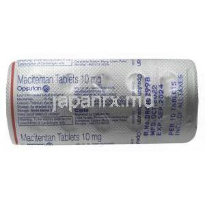 オプスタン,マシテンタン 10 mg, 製造元：Cipla, シート情報