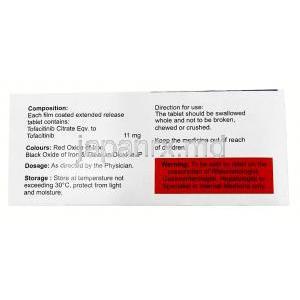 ジャクナット XR, トファシチニブ 11mg, 製造元：Natco Pharma, 箱情報, 注意事項