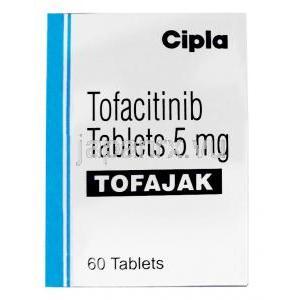 トファジャク,トファシチニブ 5mg, 60錠, 製造元：Cipla Ltd, 箱表面