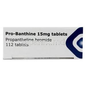 プロバンサイン，プロパンテリン 15mg, 112錠, 製造元： Kyowa Kirin UK, 箱側面