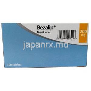 ベザリップ , ベザフィブラート 200mg, 製造元：Teva UK, 箱側面