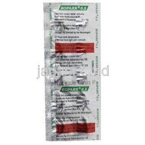 ロパーク 0.5, ロピニロール 0.5mg, 製造元：Sun Pharma,シート情報,製造元