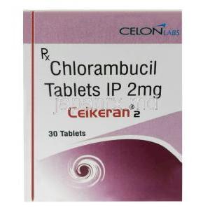 セルケラン 2, クロラムブシル 2mg, 30錠, 製造元：Celon Laboratories, 箱表面