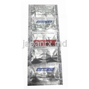 ロパーク0.25, ロピニロール 0.25mg, 製造元：Sun Pharma, シート情報, 製造元