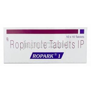 ロパーク 1, ロピニロール 1mg, 製造元：Sun Pharma, 箱表面