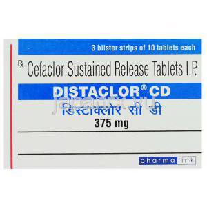 ディスタクロール Distaclor CD, ジェネリックケフラール, セファクロル 375mg カプセル (Baroque Pharma) 箱