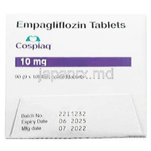 コスピアク,エンパグリフロジン 10mg, 製造元：Torrent Pharmaceuticals Ltd,箱情報, 製造日, 消費期限