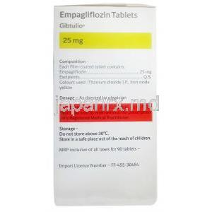ギブトリオ,  エンパグリフロジン 25mg, 製造元：Lupin, 箱情報, 成分, 注意事項
