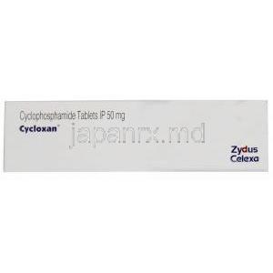 シクロキサン, シクロホスファミド 50mg, 製造元：Zydus Celexa, 箱側面