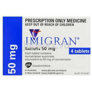 イミグラン, コハク酸スマトリプタン 50mg 錠 (GSK) 箱