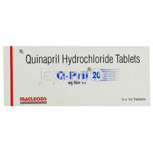 キナプリル（アキュプリル ジェネリック）, キュー・プリル Q-Pril 20mg 錠 (Macleods) 箱