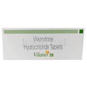 ビラノ 20, ビラゾドン 20 mg, 製造元：Sun Pharmaceutical Industries, 箱表面