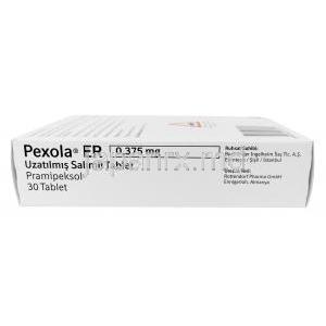 ペクソーラ ER, プラミペキソール 0.375mg, 製造元：Boehringer Ingelheim, 箱情報, 製造元