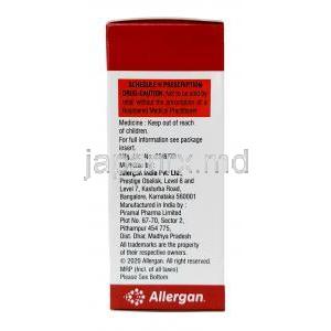 プレドフォルテ点眼薬, プレドニゾロン酢酸エステル 1%, 点眼薬 10mL, 製造元：Allergan, 箱情報, 製造元