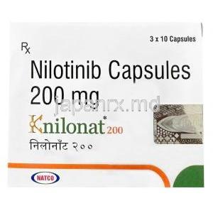 クニロナット 200, ニロチニブ 200mg, 製造元：Natco, 箱表面