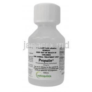 プロパリンシロップ, フェニールプロパノールアミン 1mLあたり50mg, シロップ 100mL, 製造元：Vetoquinol Australia Pty Ltd, ボトル