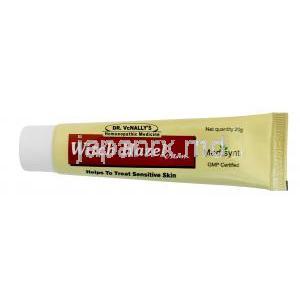 ウィッチヘーゼルクリーム, アメリカマンサクエキス/ キンセンカエキス1%,クリーム 20g, 製造元：Medisynth Chemicals,チューブ表面