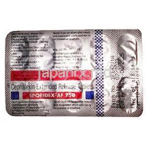 スポリデックス AF 750, セファレキシン 750mg, 製造元：Ranbaxy, シート情報