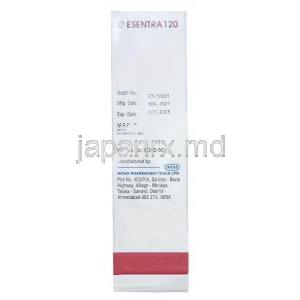 エセントラ注射, デノスマブ 120mg,注射バイアル 1.7mL, 製造元：Intas Pharma, 箱情報, 製造日, 消費期限