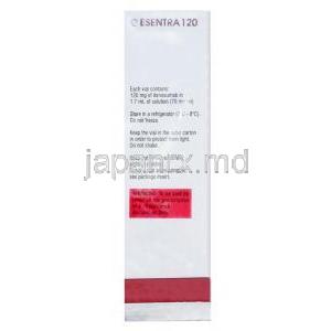 エセントラ注射, デノスマブ 120mg,注射バイアル 1.7mL, 製造元：Intas Pharma, 箱情報,注意事項