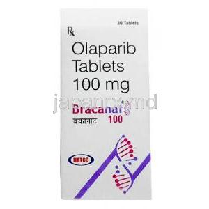 ブラカナット 100, オラパリブ 100mg, 30錠, 製造元：Natco Pharma, 箱表面