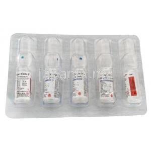 オキシプロ注射,オキシトシン 5 IU, 5本 x 1mL 注射アンプル, 製造元：Themis Pharmaceuticals,注射パッケージ表面