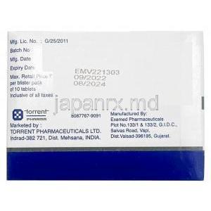 ベンペスタ, ベンペド酸 180mg, 製造元：Torrent Pharmaceuticals Ltd,箱情報, 製造日, 消費期限